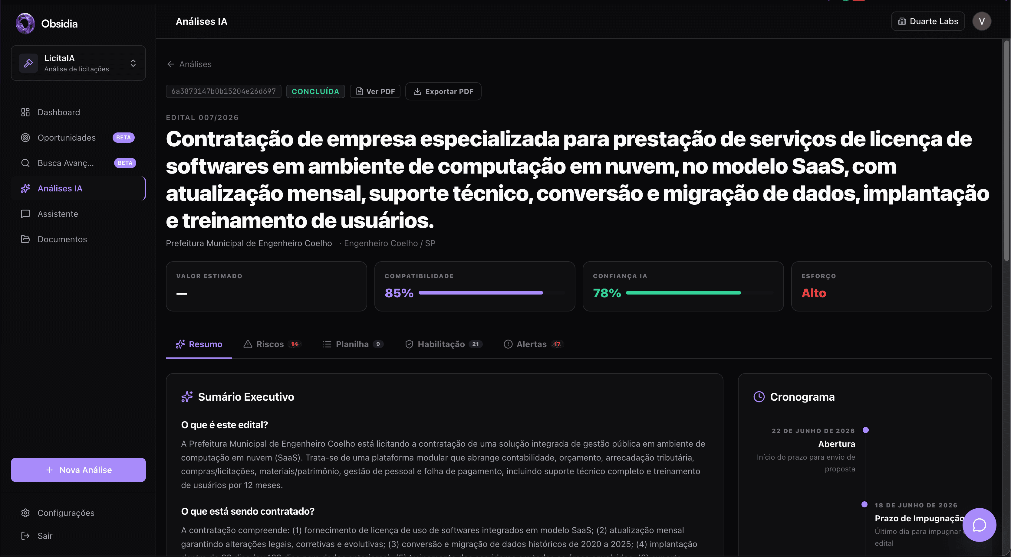 Score de compatibilidade do LicitaIA